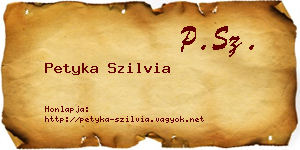 Petyka Szilvia névjegykártya